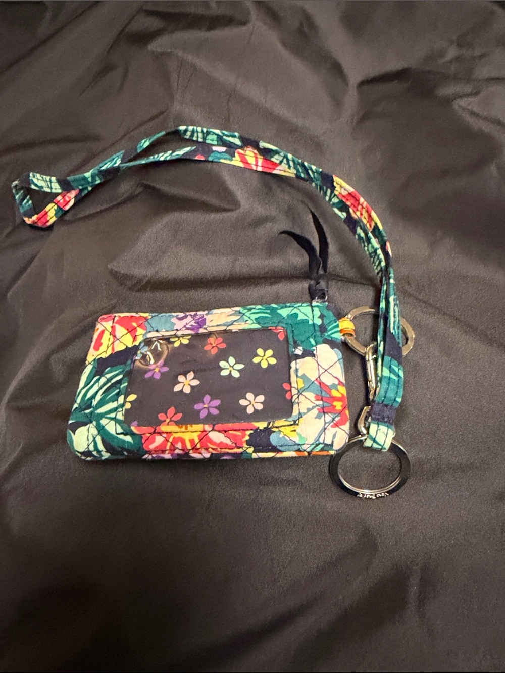 Vera Bradley Quilted Floral Wristlet Card Holder - Teal Green Red Yellow Purple